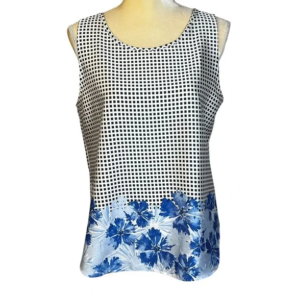 Ann Taylor Women's Medium Sleeveless Floral Print Tank Top Blouse - Picture 7 of 8